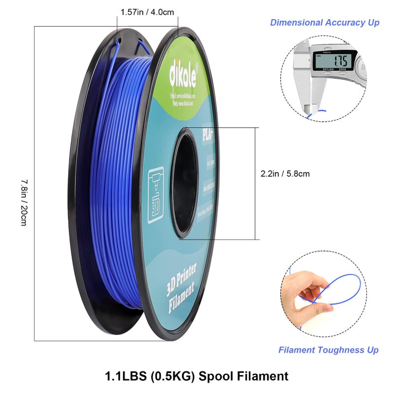 dikale PLA Pro 3D Printer Filament Packs 1.75mm, dikale 12 Packs Assorted Colors, Neatly Wound 500g(1.1lbs) per Spool Refills PLA+, in Total 6KG Bundles, Fit for FDM Ender 3 3D Printer etc - Image 5